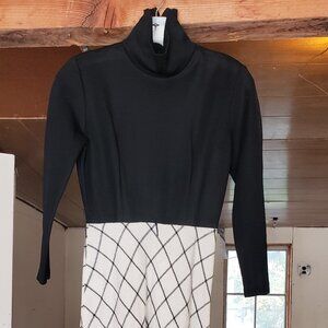 Kelly Arden Sleek 70's Black and White Turtle Neck Maxi Dress Size 7